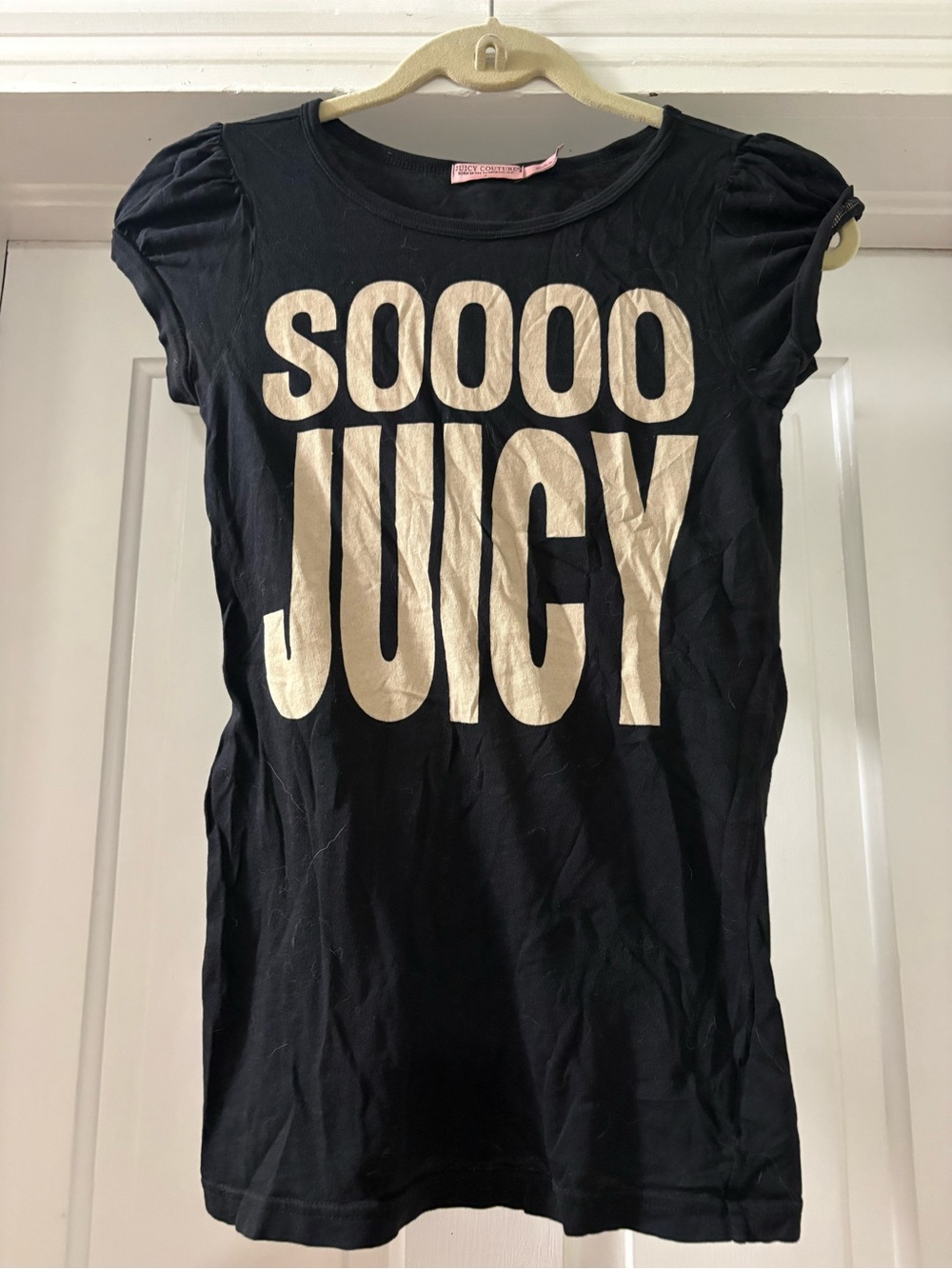 Juicy Couture Black Tee with Cream 'SOOOO JUICY' Graphic